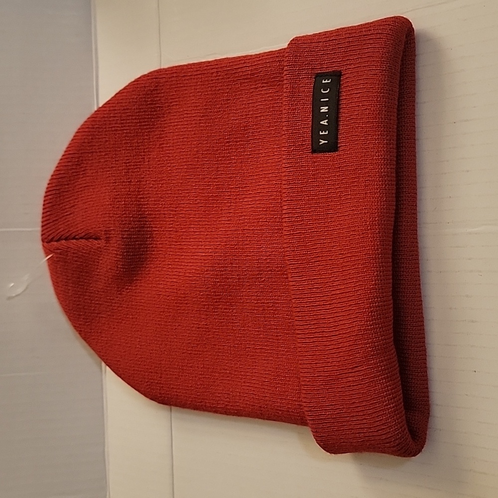 Yea.Nice Men's Folded Red Beanie, NWOT